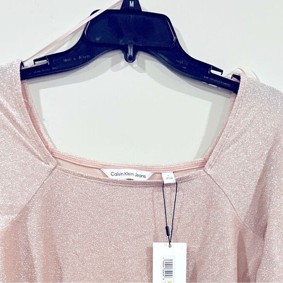 New Calvin Klein Jeans Square-Neck Shimmer Top, shirt, top, long sleeve size S - Picture 7 of 9